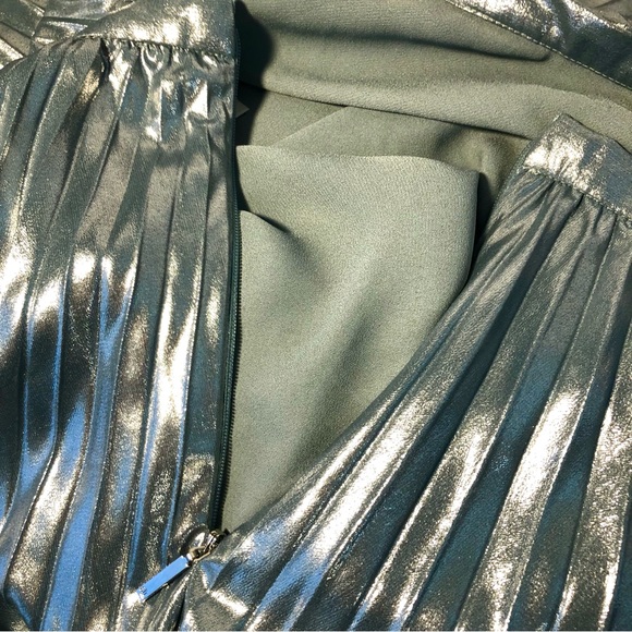 LAUREN RALPH LAUREN Ice Blue Aqua Pleated Metallic Chiffon Skirt - Picture 6 of 9